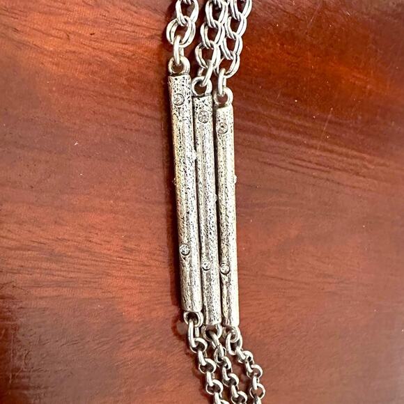 Chico’s Necklace 3 Strand Multi Silver Tone Link Long Southwest Western Vibes - Picture 7 of 9